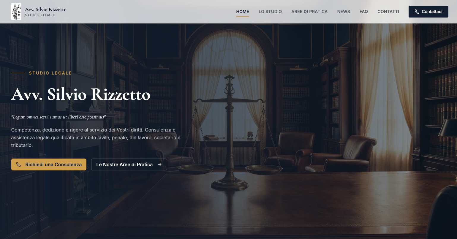 Realizzato il sito web dell'Avvocato Silvio Rizzetto